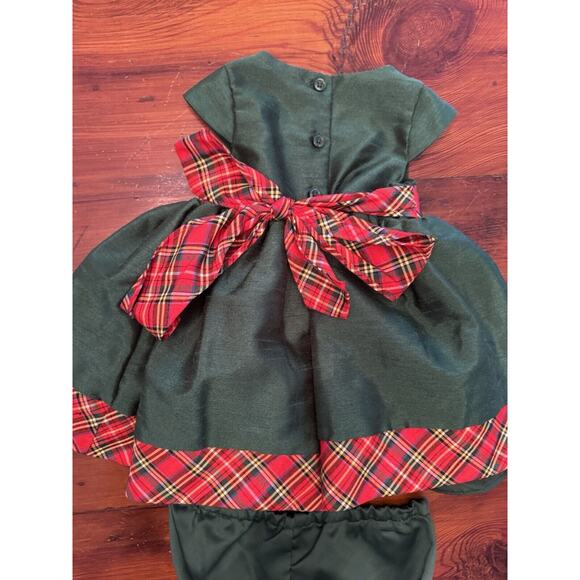 LAURA ASHLEY LONDON Taffeta Holiday GIRLS LINED DRESS PLAID TRIM Sz 6-9 Months - Picture 5 of 11